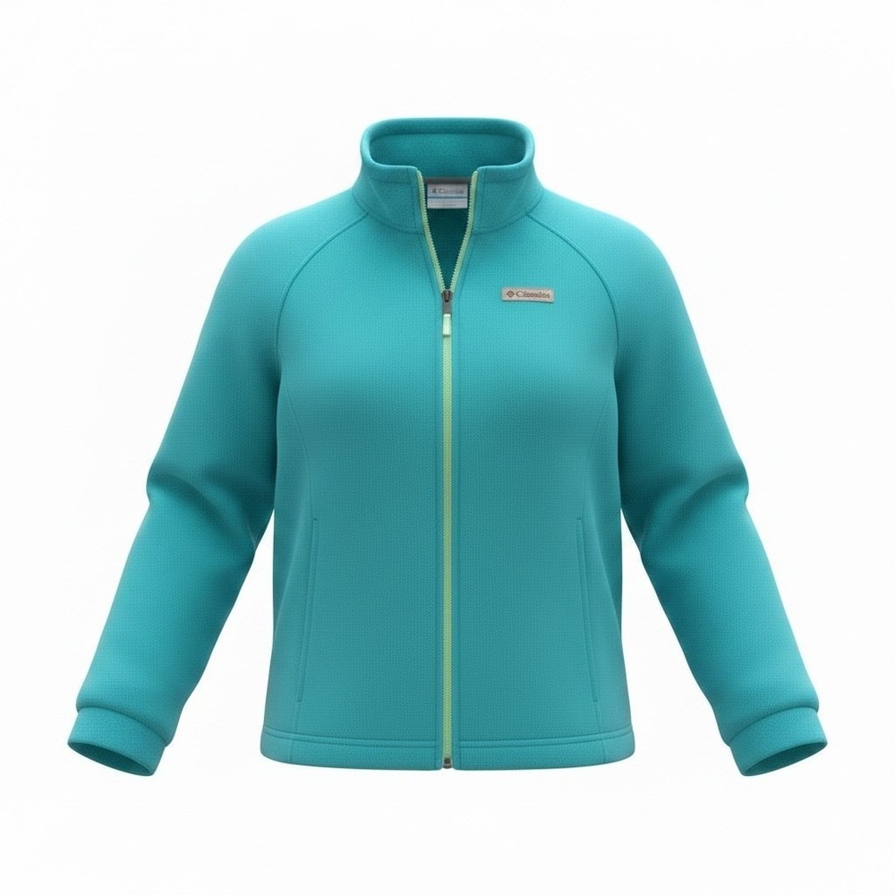 Columbia Girl's L Aqua Blue Benton Springs‎ Full Zip Fleece Jacket Mock Neck